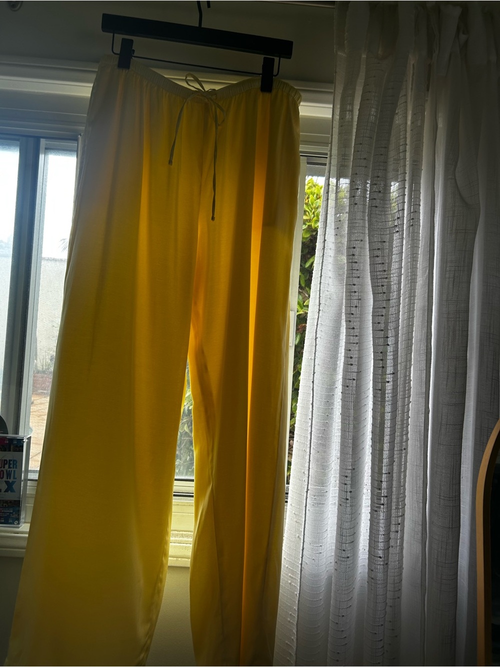abercrombie & fitch gemma satin pull-on pants pastel butter yellow wide leg sz L - Picture 12 of 14